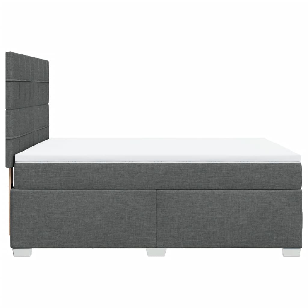 vidaXL Κρεβάτι Boxspring με Στρώμα Σκούρο Γκρι 140x190 εκ. Υφασμάτινο