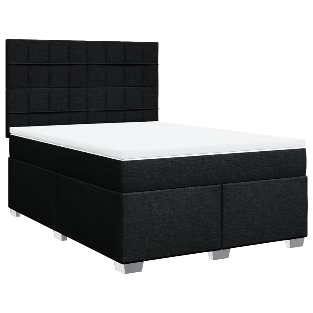 vidaXL Κρεβάτι Boxspring με Στρώμα Μαύρο 140x190 εκ. Υφασμάτινο