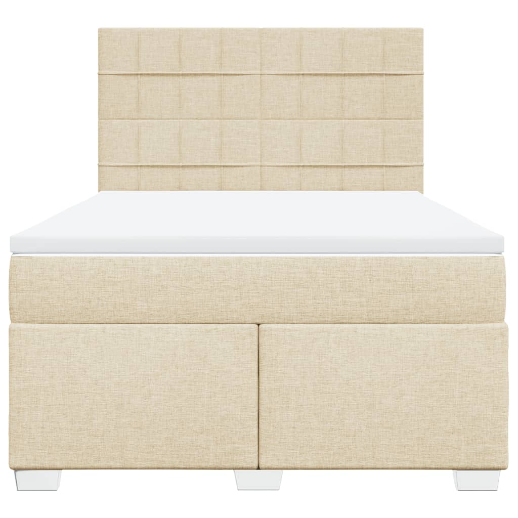vidaXL Κρεβάτι Boxspring με Στρώμα Κρεμ 140x190 εκ. Υφασμάτινο