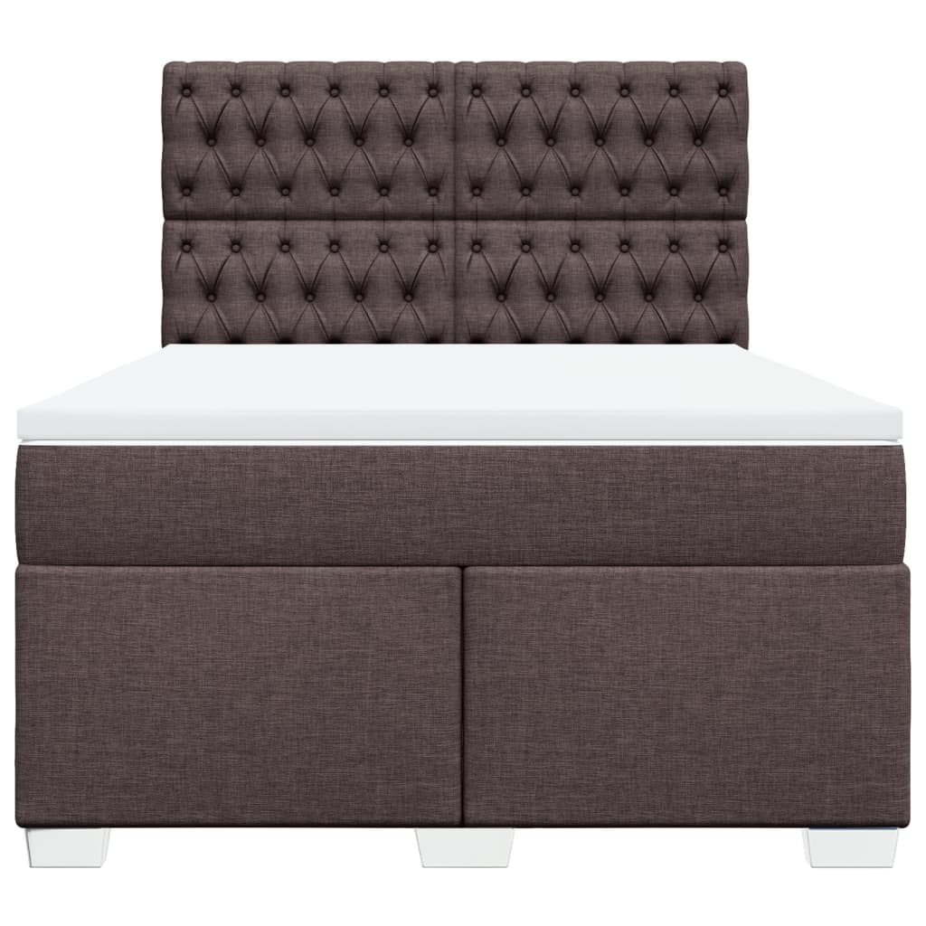 vidaXL Κρεβάτι Boxspring με Στρώμα Σκούρο Καφέ 140x190 εκ. Υφασμάτινο