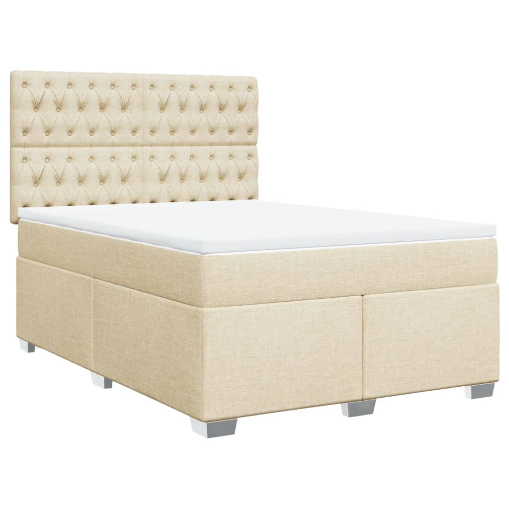 vidaXL Κρεβάτι Boxspring με Στρώμα Κρεμ 140x190 εκ. Υφασμάτινο