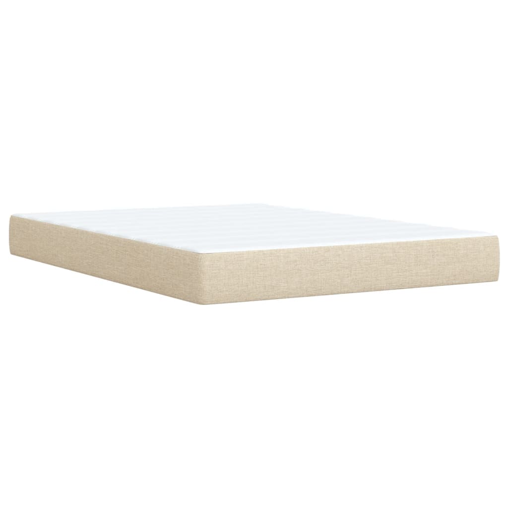 vidaXL Κρεβάτι Boxspring με Στρώμα Κρεμ 140x190 εκ. Υφασμάτινο