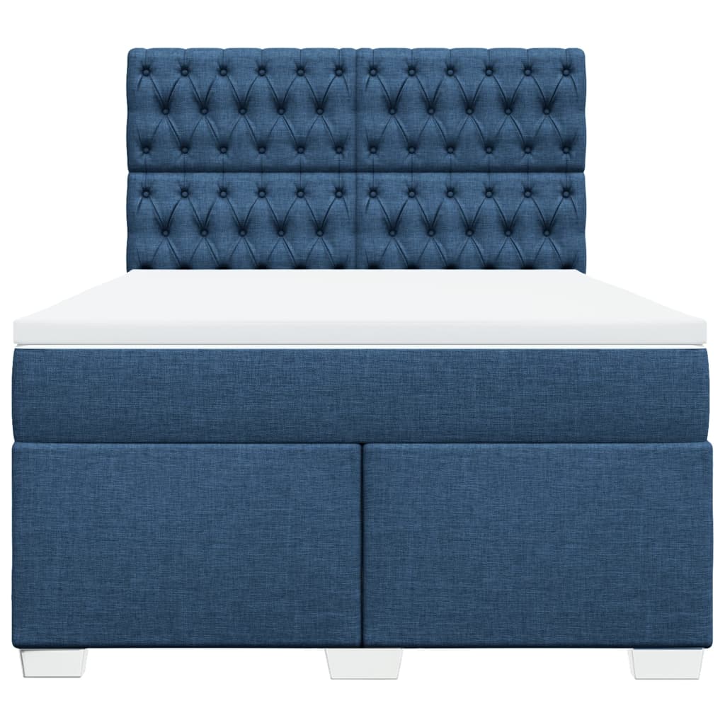 vidaXL Κρεβάτι Boxspring με Στρώμα Μπλε 140x190 εκ. Υφασμάτινο