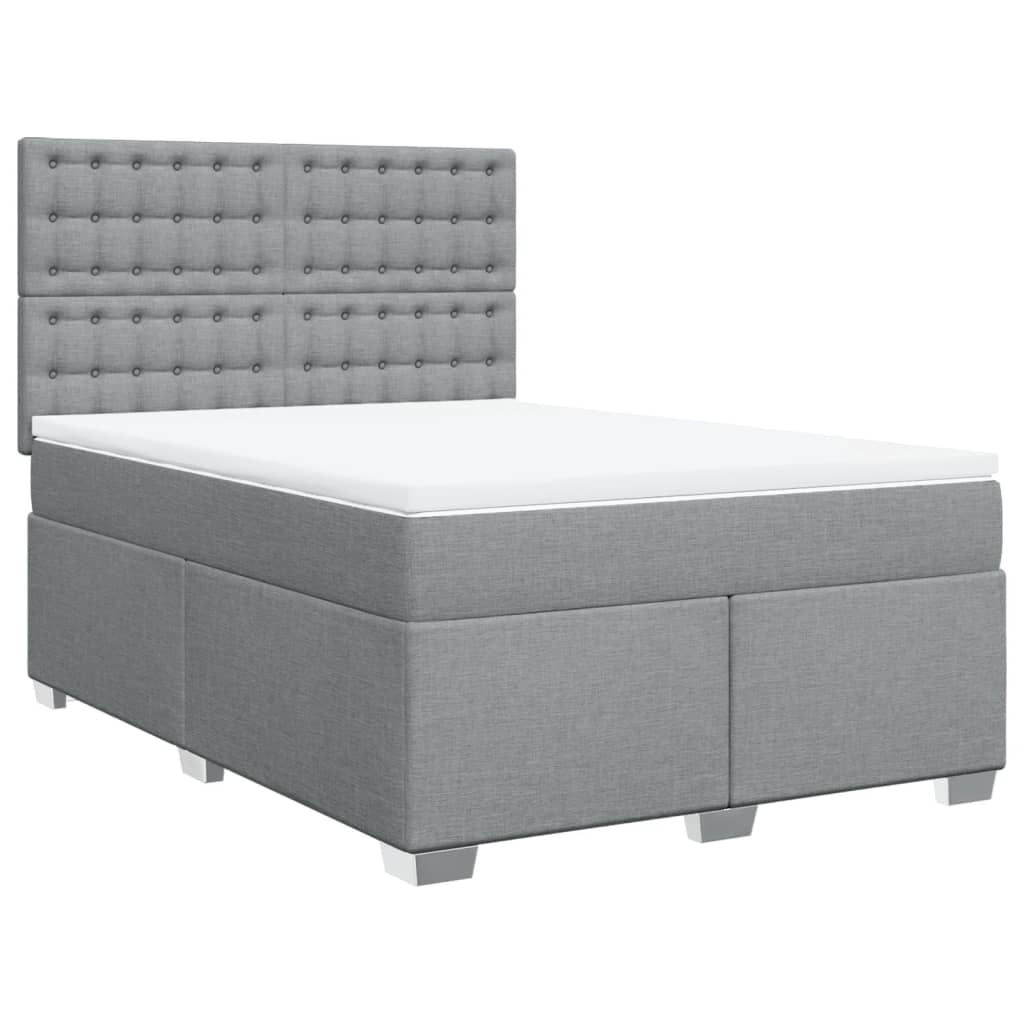 vidaXL Κρεβάτι Boxspring με Στρώμα Ανοιχτό Γκρι 140x190 εκ. Υφασμάτινο