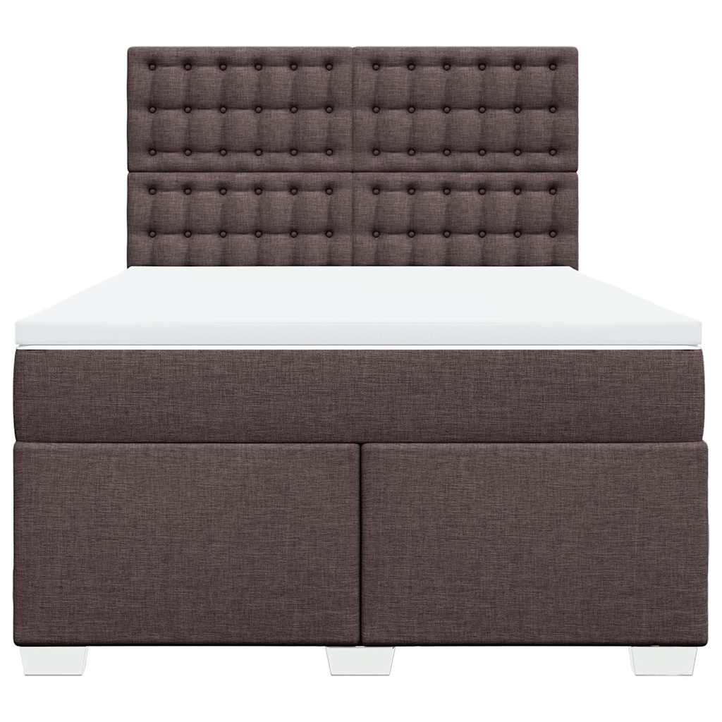 vidaXL Κρεβάτι Boxspring με Στρώμα Σκούρο Καφέ 140x190 εκ. Υφασμάτινο