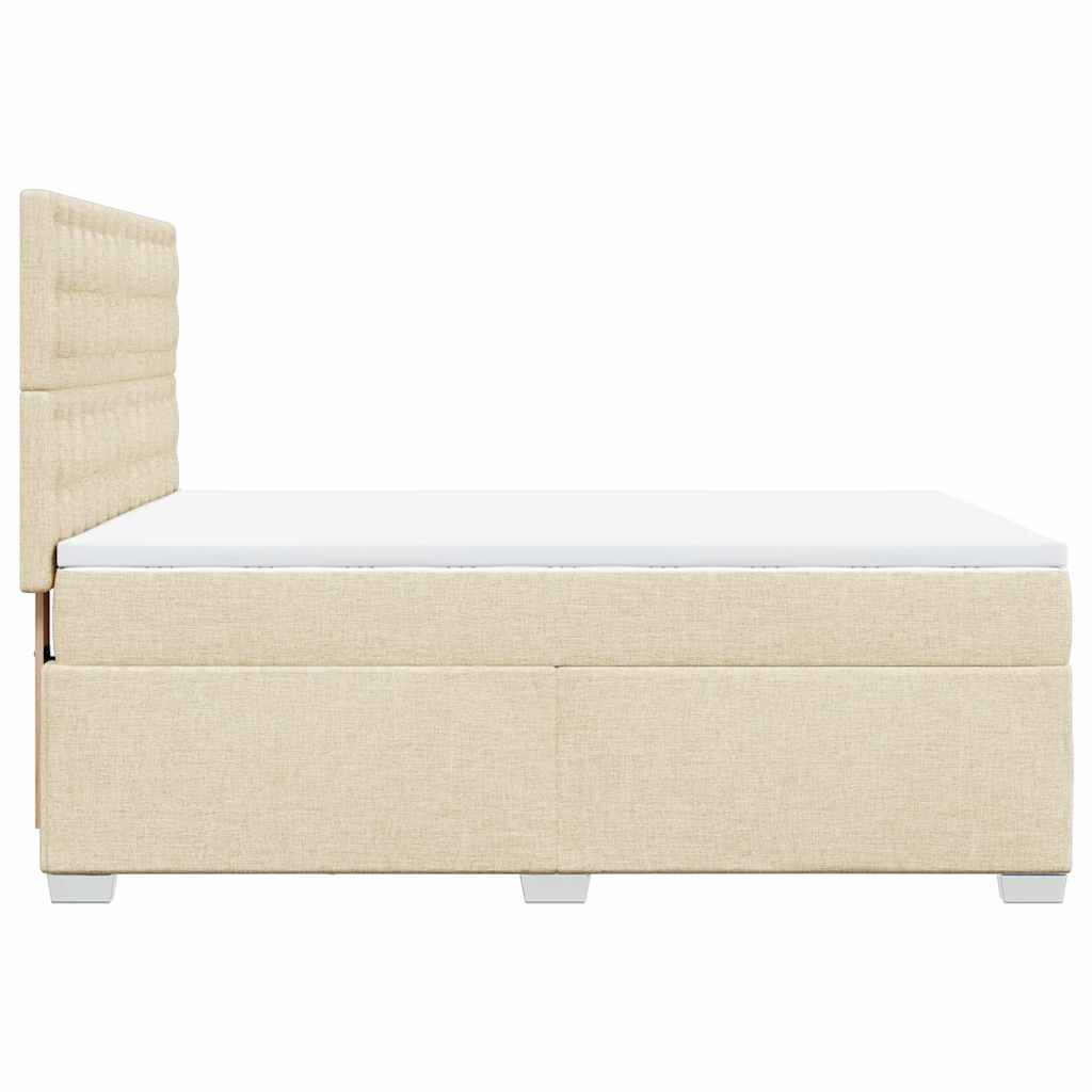 vidaXL Κρεβάτι Boxspring με Στρώμα Κρεμ 140x190 εκ. Υφασμάτινο