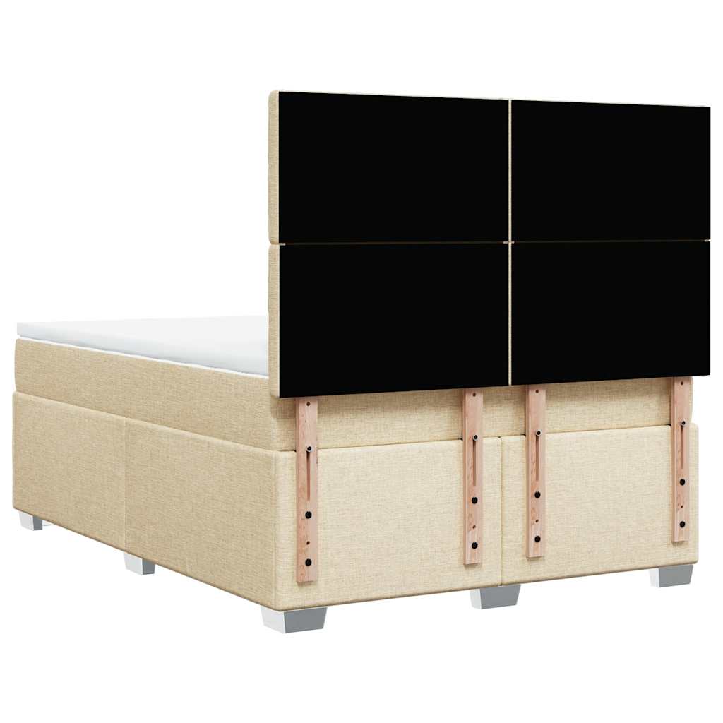 vidaXL Κρεβάτι Boxspring με Στρώμα Κρεμ 140x190 εκ. Υφασμάτινο