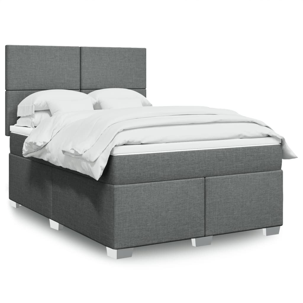 vidaXL Κρεβάτι Boxspring με Στρώμα Σκούρο Γκρι 140x200 εκ Υφασμάτινο
