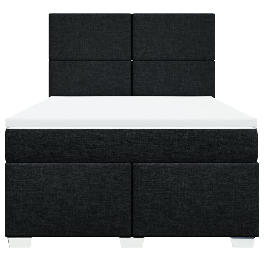 vidaXL Κρεβάτι Boxspring με Στρώμα Μαύρο 140x200 εκ. Υφασμάτινο