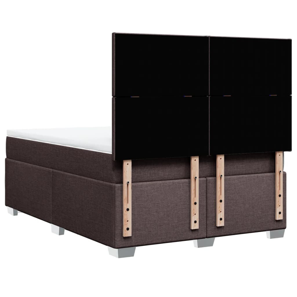vidaXL Κρεβάτι Boxspring με Στρώμα Σκούρο Καφέ 140x200 εκ Υφασμάτινο