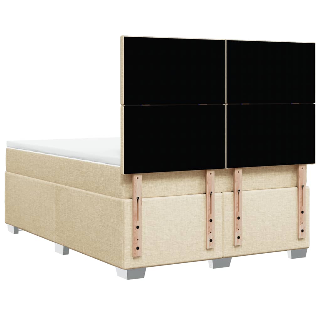 vidaXL Κρεβάτι Boxspring με Στρώμα Κρεμ 140x200 εκ. Υφασμάτινο