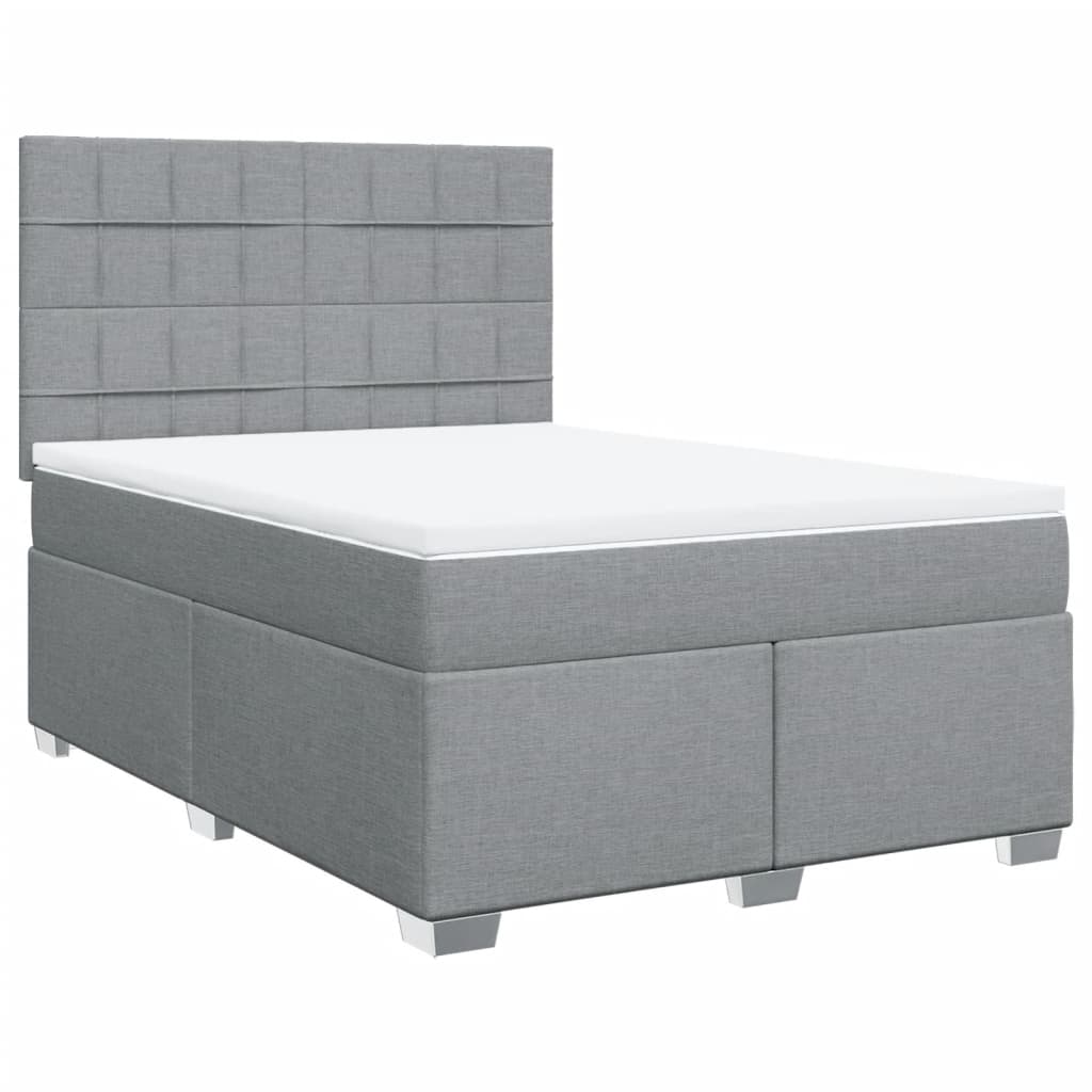 vidaXL Κρεβάτι Boxspring με Στρώμα Ανοιχτό Γκρι 140x200 εκ. Υφασμάτινο
