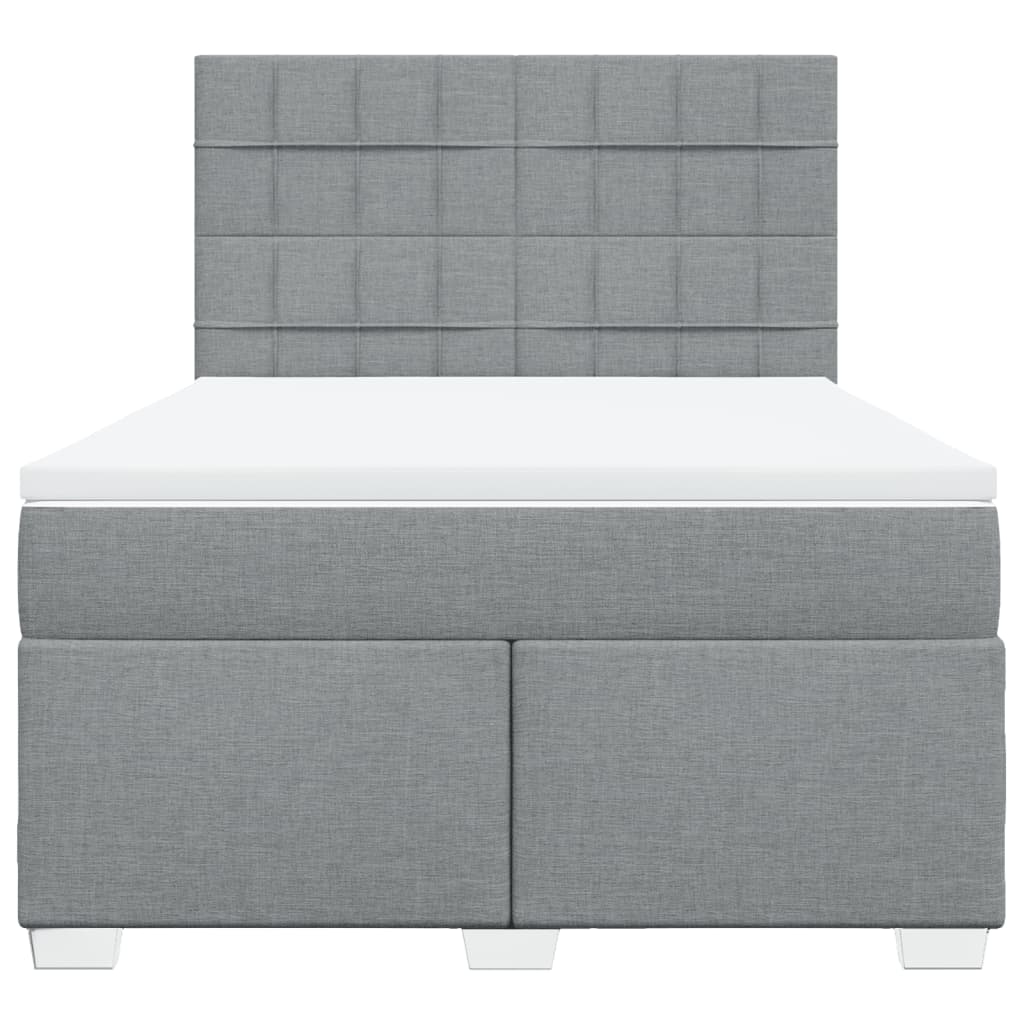 vidaXL Κρεβάτι Boxspring με Στρώμα Ανοιχτό Γκρι 140x200 εκ. Υφασμάτινο
