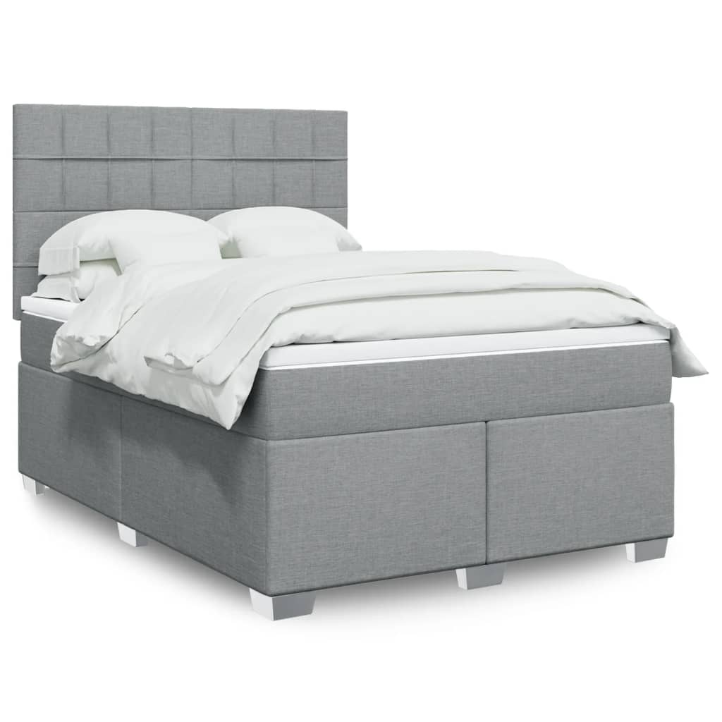 vidaXL Κρεβάτι Boxspring με Στρώμα Ανοιχτό Γκρι 140x200 εκ. Υφασμάτινο