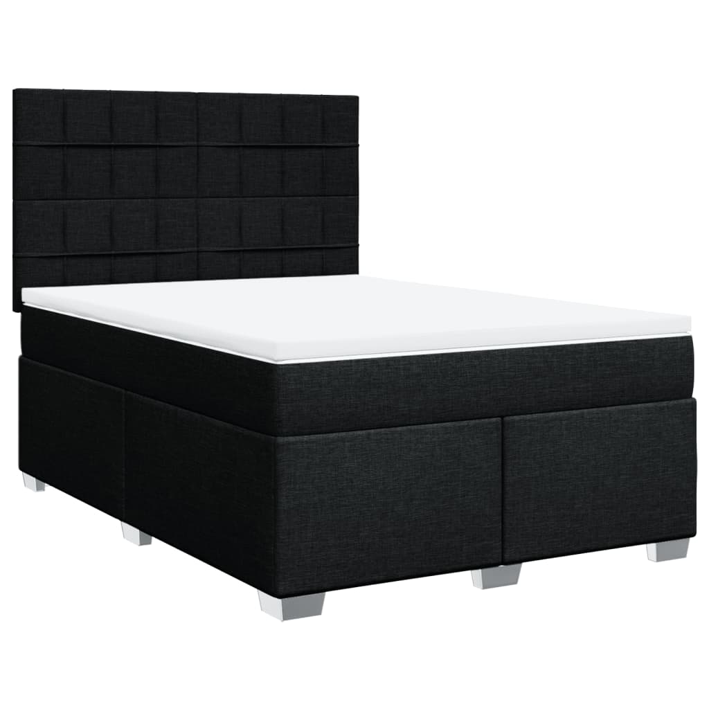 vidaXL Κρεβάτι Boxspring με Στρώμα Μαύρο 140x200 εκ. Υφασμάτινο