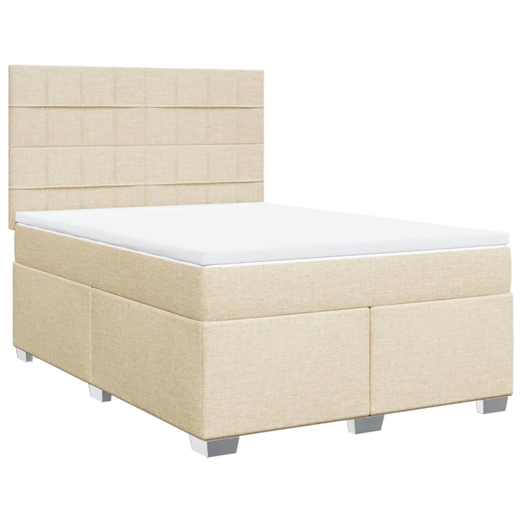 vidaXL Κρεβάτι Boxspring με Στρώμα Κρεμ 140x200 εκ. Υφασμάτινο