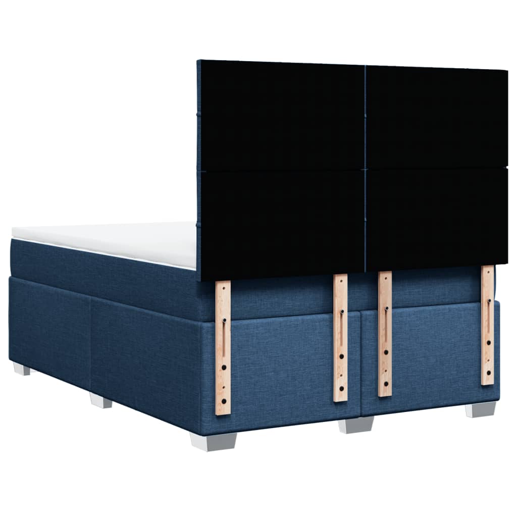 vidaXL Κρεβάτι Boxspring με Στρώμα Μπλε 140x200 εκ. Υφασμάτινο