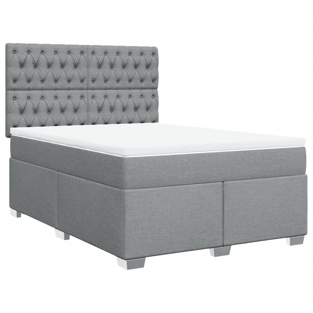 vidaXL Κρεβάτι Boxspring με Στρώμα Ανοιχτό Γκρι 140x200 εκ. Υφασμάτινο