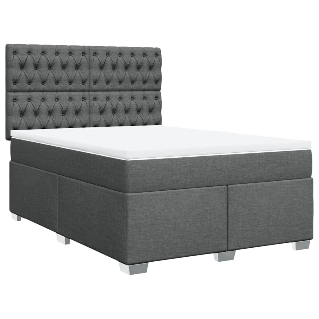 vidaXL Κρεβάτι Boxspring με Στρώμα Σκούρο Γκρι 140x200 εκ Υφασμάτινο