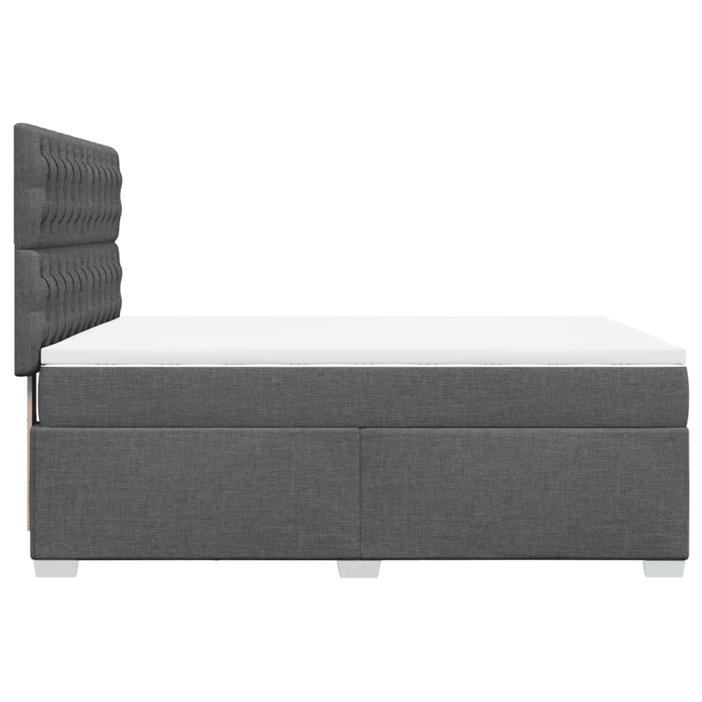 vidaXL Κρεβάτι Boxspring με Στρώμα Σκούρο Γκρι 140x200 εκ Υφασμάτινο