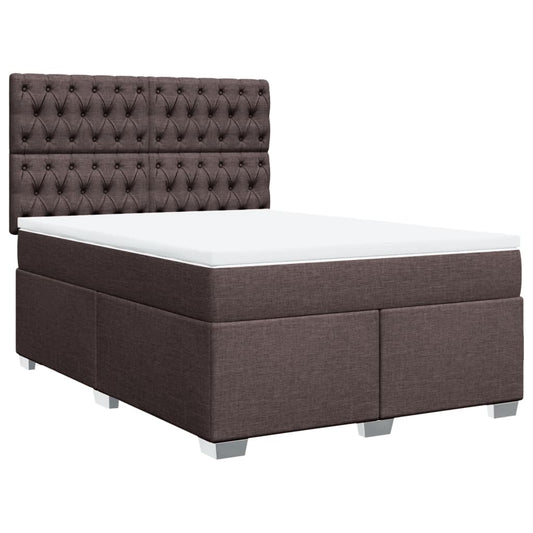 vidaXL Κρεβάτι Boxspring με Στρώμα Σκούρο Καφέ 140x200 εκ Υφασμάτινο