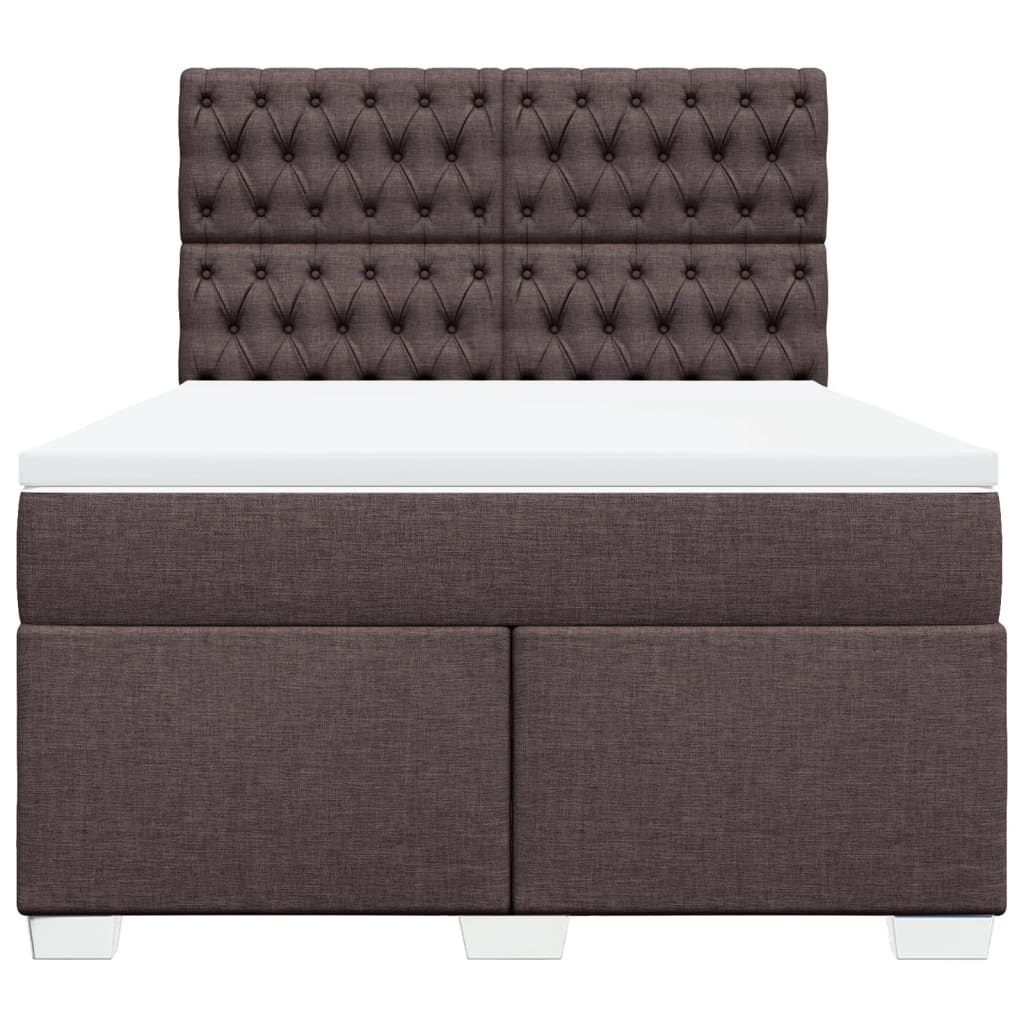 vidaXL Κρεβάτι Boxspring με Στρώμα Σκούρο Καφέ 140x200 εκ Υφασμάτινο