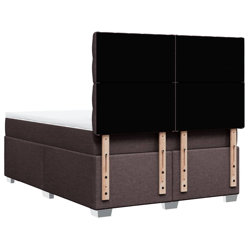 vidaXL Κρεβάτι Boxspring με Στρώμα Σκούρο Καφέ 140x200 εκ Υφασμάτινο