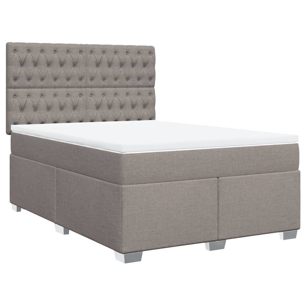 vidaXL Κρεβάτι Boxspring με Στρώμα Taupe 140x200 εκ. Υφασμάτινο