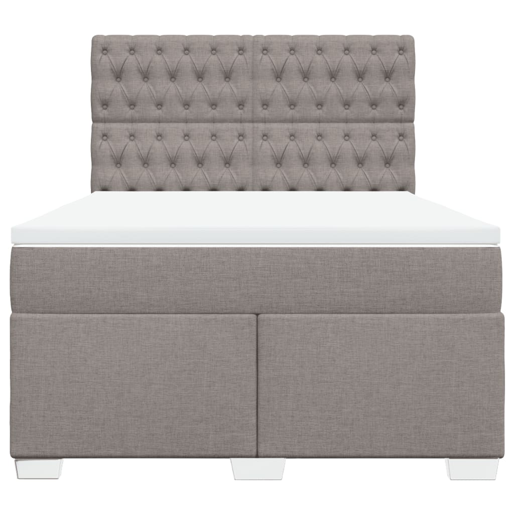 vidaXL Κρεβάτι Boxspring με Στρώμα Taupe 140x200 εκ. Υφασμάτινο