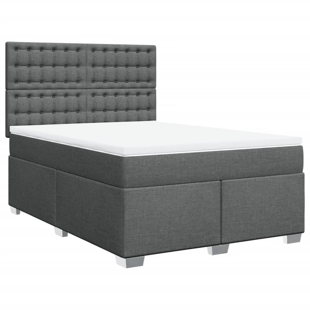 vidaXL Κρεβάτι Boxspring με Στρώμα Σκούρο Γκρι 140x200 εκ Υφασμάτινο
