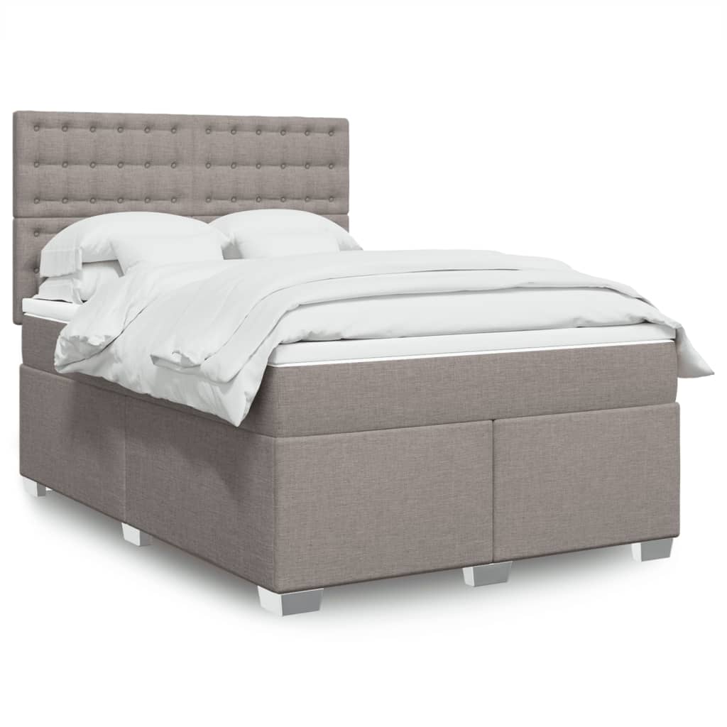 vidaXL Κρεβάτι Boxspring με Στρώμα Taupe 140x200 εκ. Υφασμάτινο