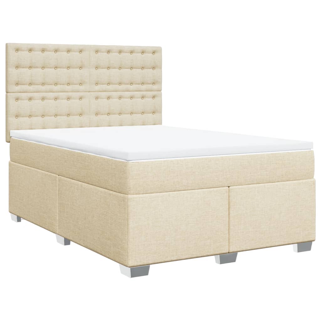 vidaXL Κρεβάτι Boxspring με Στρώμα Κρεμ 140x200 εκ. Υφασμάτινο
