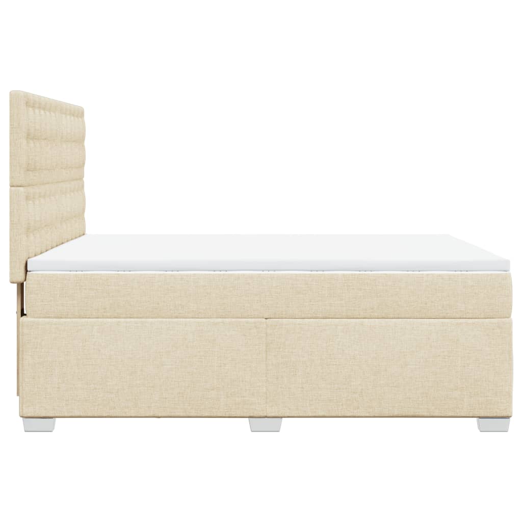 vidaXL Κρεβάτι Boxspring με Στρώμα Κρεμ 140x200 εκ. Υφασμάτινο