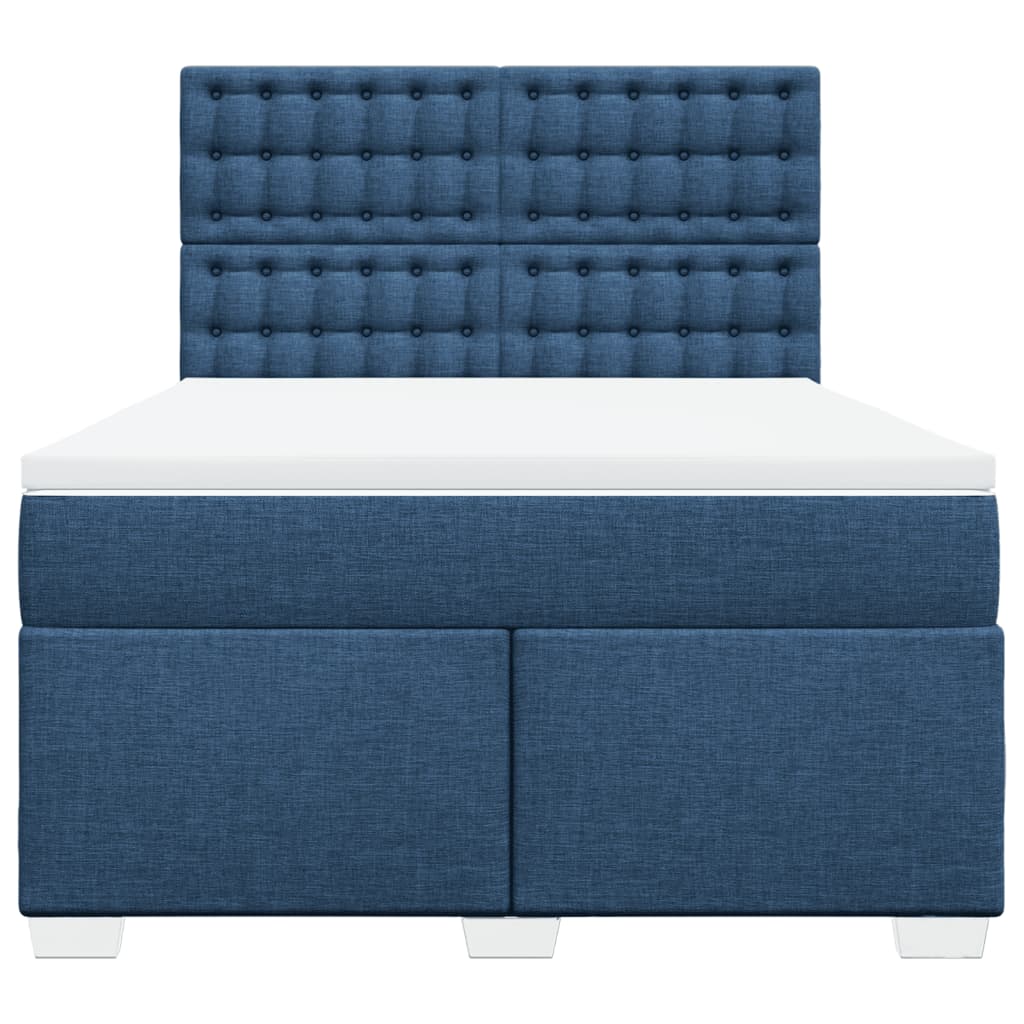 vidaXL Κρεβάτι Boxspring με Στρώμα Μπλε 140x200 εκ. Υφασμάτινο