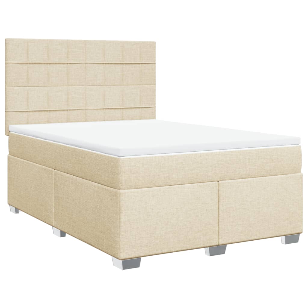 vidaXL Κρεβάτι Boxspring με Στρώμα Κρεμ 160x200 εκ. Υφασμάτινο