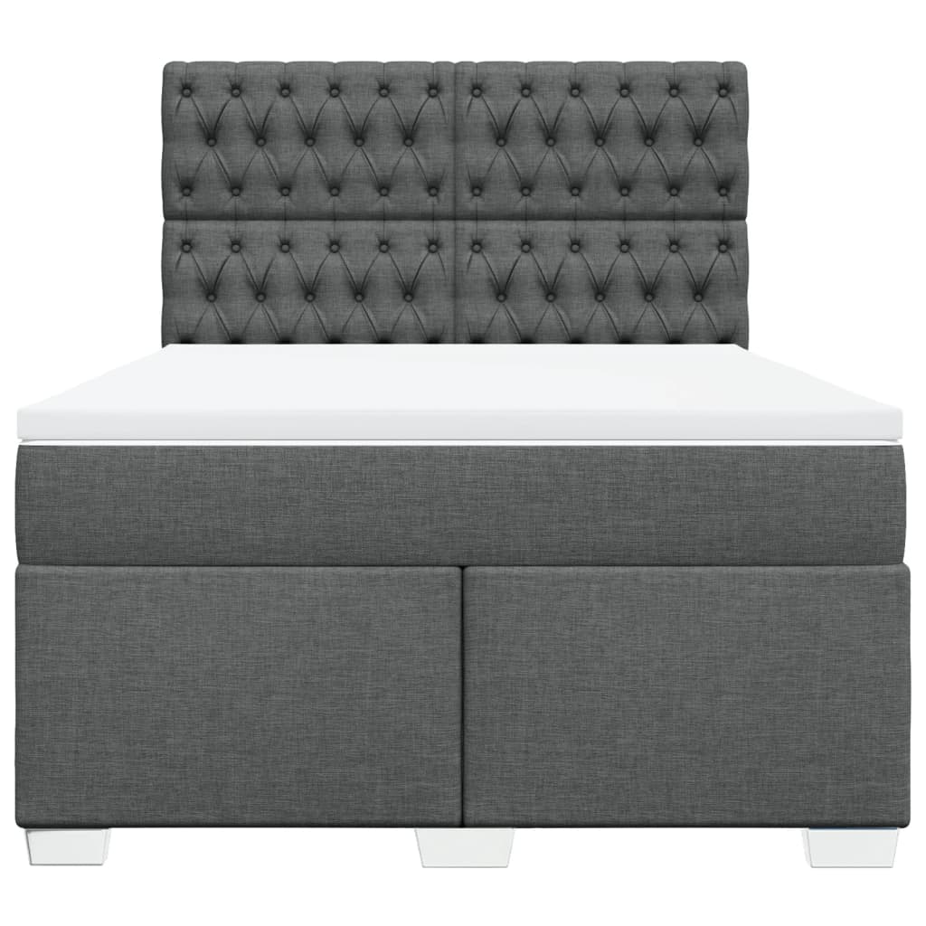 vidaXL Κρεβάτι Boxspring με Στρώμα Σκούρο Γκρι 160x200 εκ Υφασμάτινο