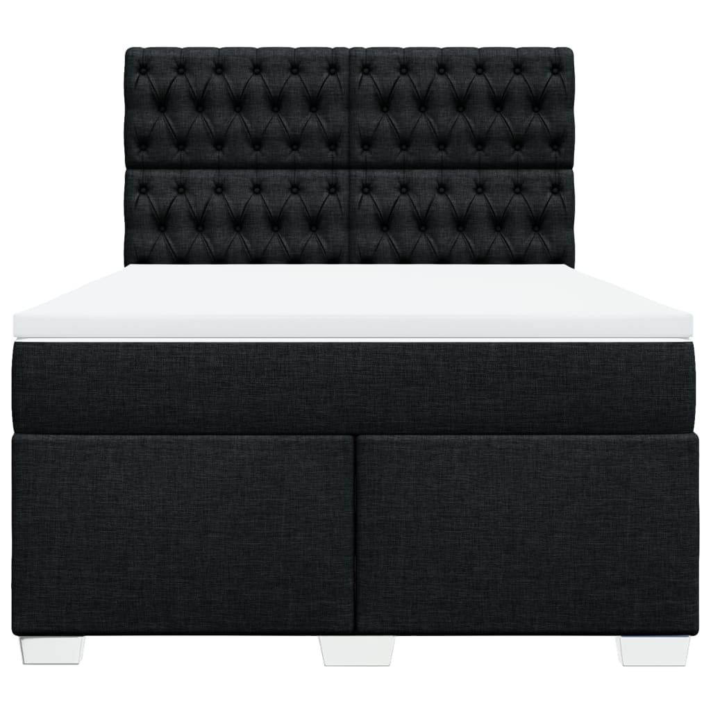 vidaXL Κρεβάτι Boxspring με Στρώμα Μαύρο 160x200 εκ. Υφασμάτινο