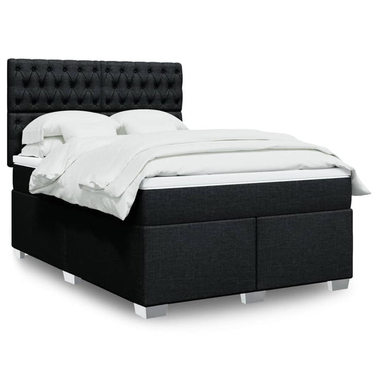 vidaXL Κρεβάτι Boxspring με Στρώμα Μαύρο 160x200 εκ. Υφασμάτινο