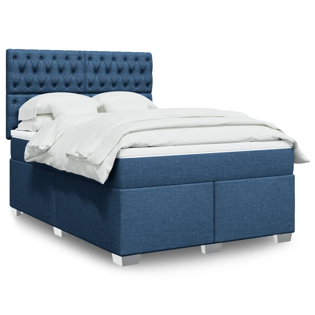 vidaXL Κρεβάτι Boxspring με Στρώμα Μπλε 160x200 εκ. Υφασμάτινο