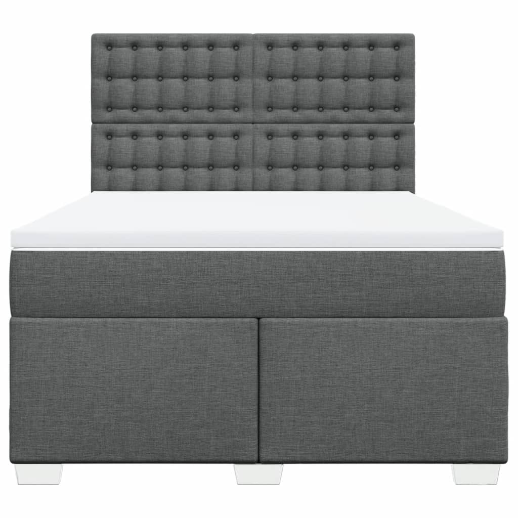 vidaXL Κρεβάτι Boxspring με Στρώμα Σκούρο Γκρι 160x200 εκ Υφασμάτινο