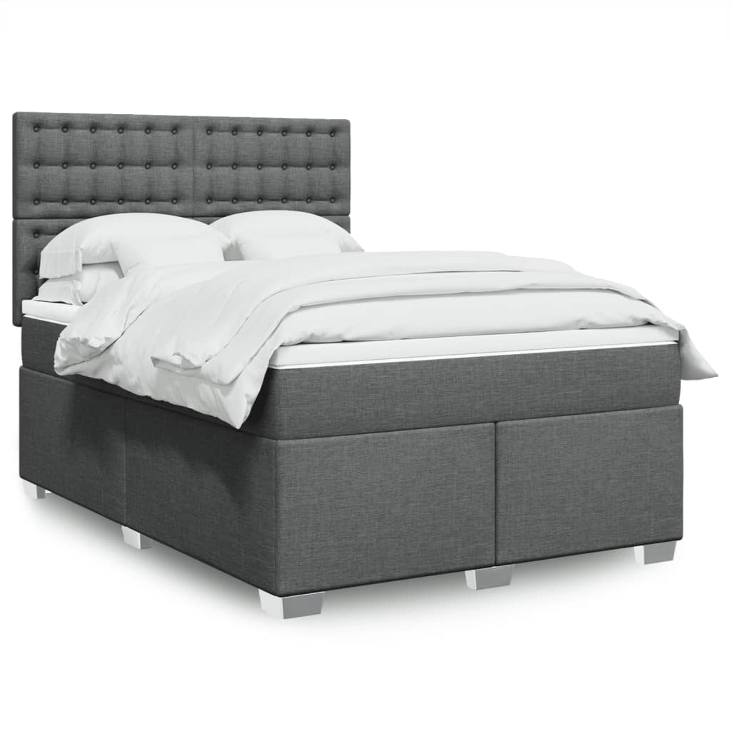 vidaXL Κρεβάτι Boxspring με Στρώμα Σκούρο Γκρι 160x200 εκ Υφασμάτινο