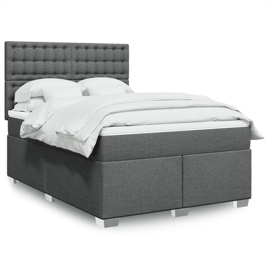 vidaXL Κρεβάτι Boxspring με Στρώμα Σκούρο Γκρι 160x200 εκ Υφασμάτινο