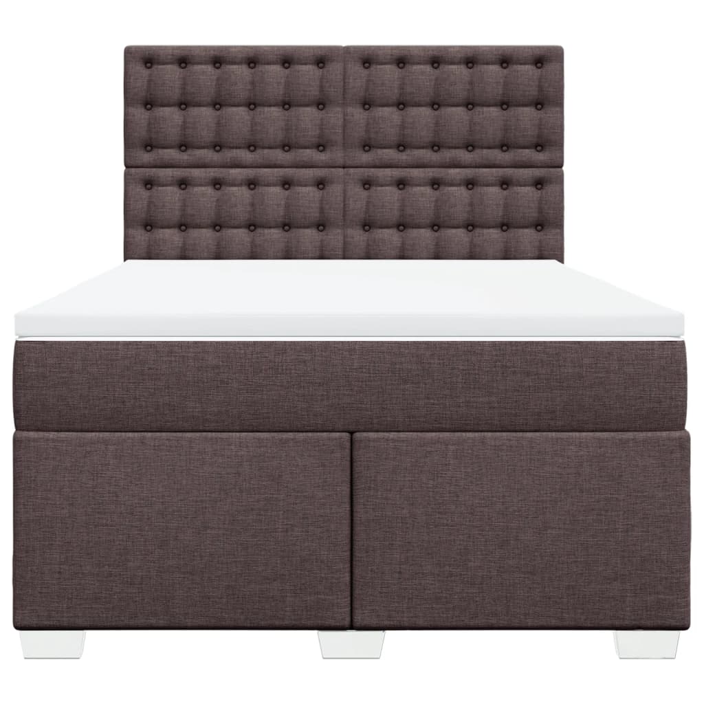 vidaXL Κρεβάτι Boxspring με Στρώμα Σκούρο Καφέ 160x200 εκ Υφασμάτινο
