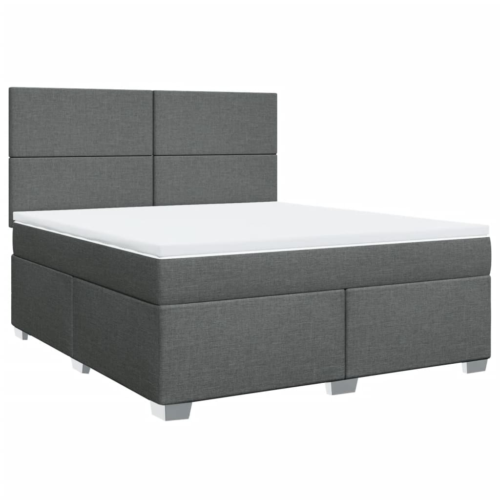 vidaXL Κρεβάτι Boxspring με Στρώμα Σκούρο Γκρι 180x200 εκ Υφασμάτιν