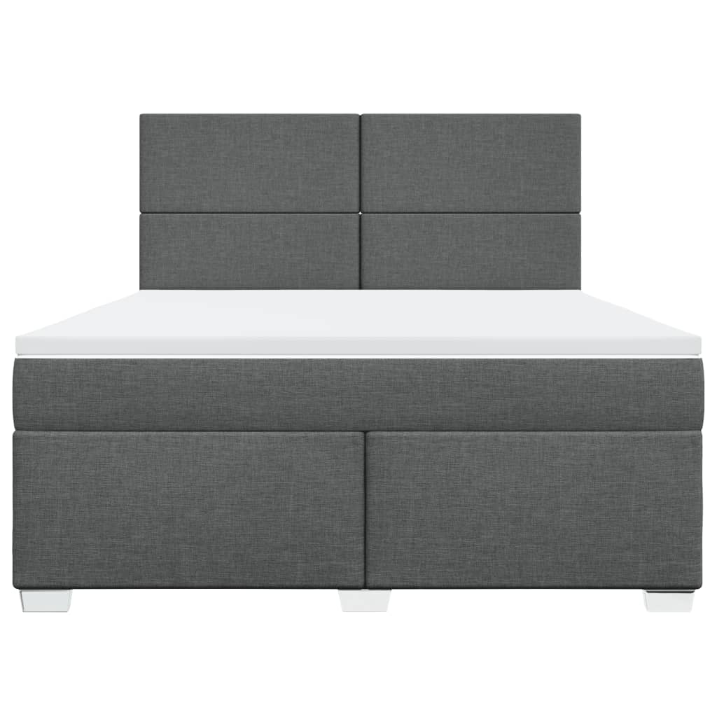 vidaXL Κρεβάτι Boxspring με Στρώμα Σκούρο Γκρι 180x200 εκ Υφασμάτιν