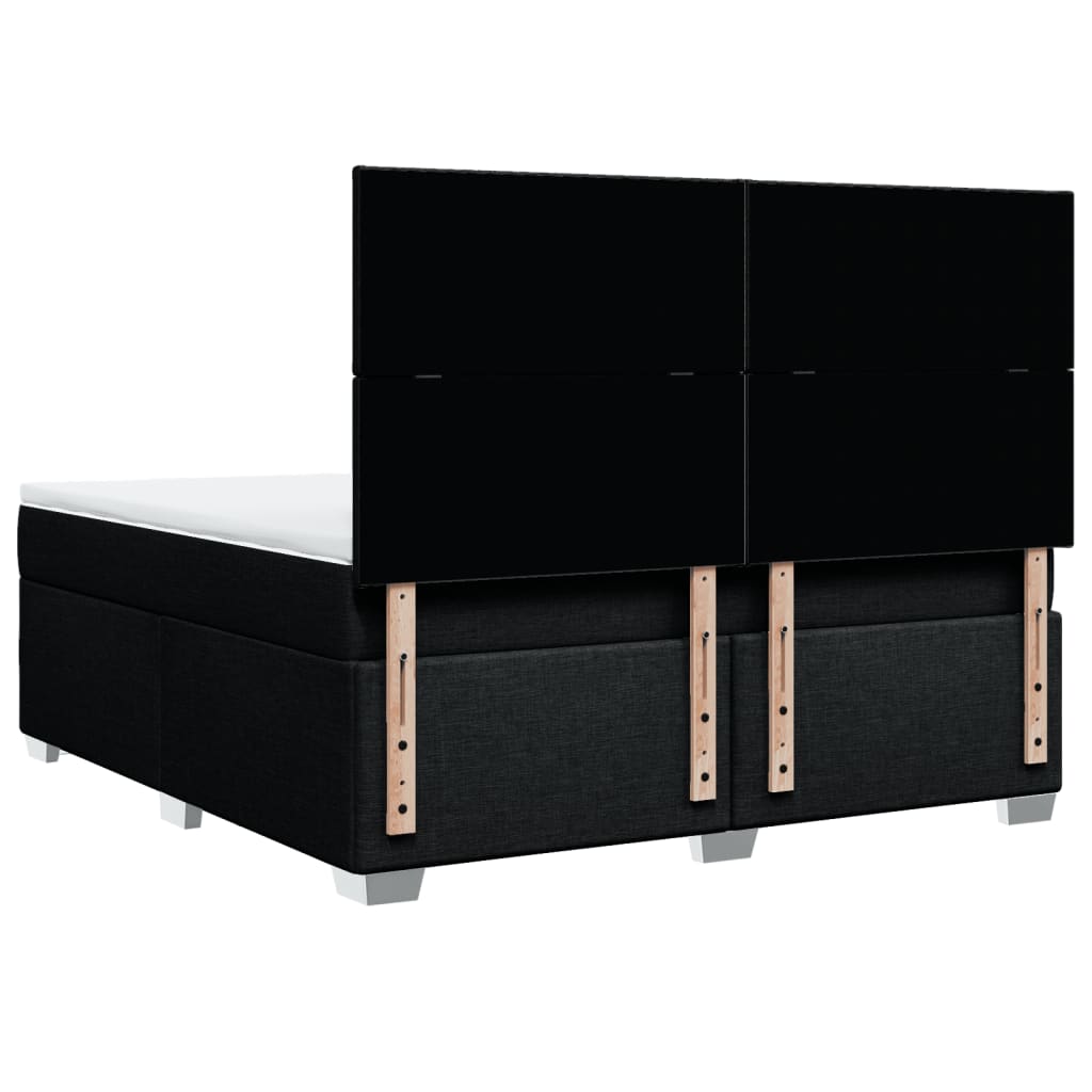 vidaXL Κρεβάτι Boxspring με Στρώμα Μαύρο 180x200 εκ. Υφασμάτινο