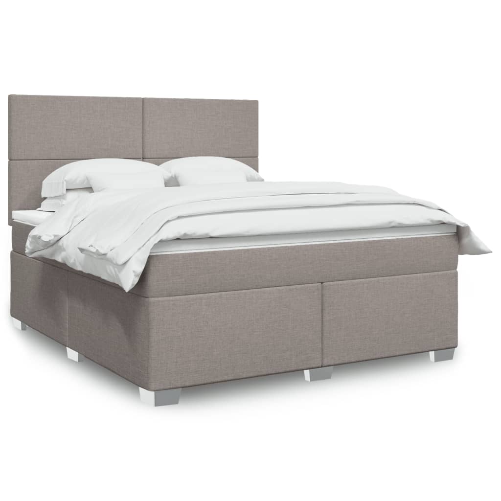vidaXL Κρεβάτι Boxspring με Στρώμα Taupe 180x200 εκ. Υφασμάτινο