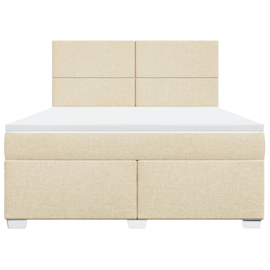 vidaXL Κρεβάτι Boxspring με Στρώμα Κρεμ 180x200 εκ. Υφασμάτινο