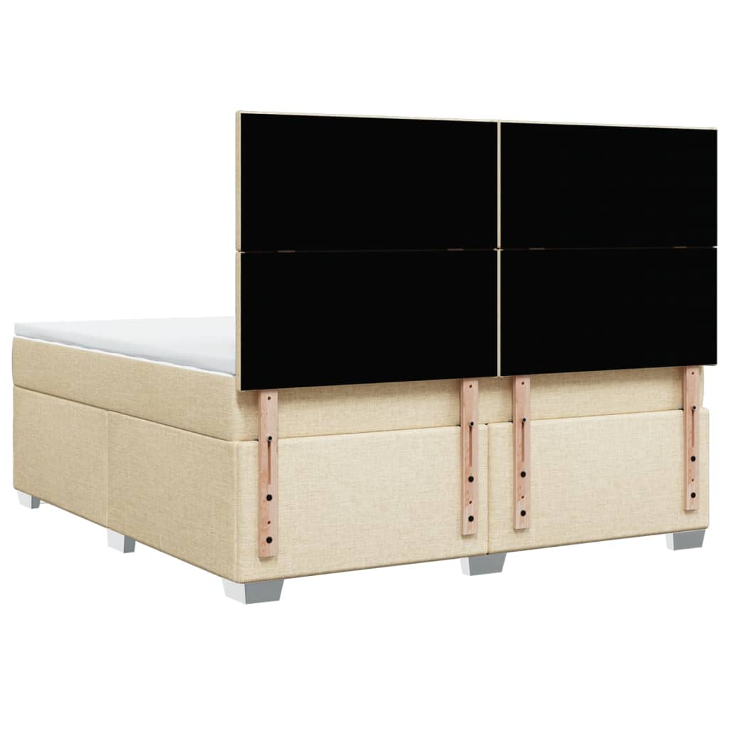 vidaXL Κρεβάτι Boxspring με Στρώμα Κρεμ 180x200 εκ. Υφασμάτινο