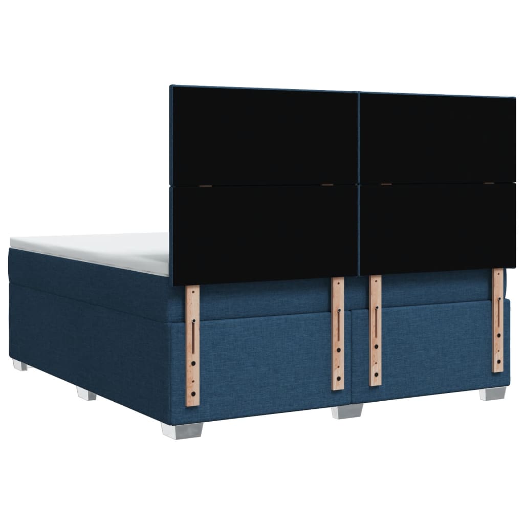 vidaXL Κρεβάτι Boxspring με Στρώμα Μπλε 180x200 εκ. Υφασμάτινο